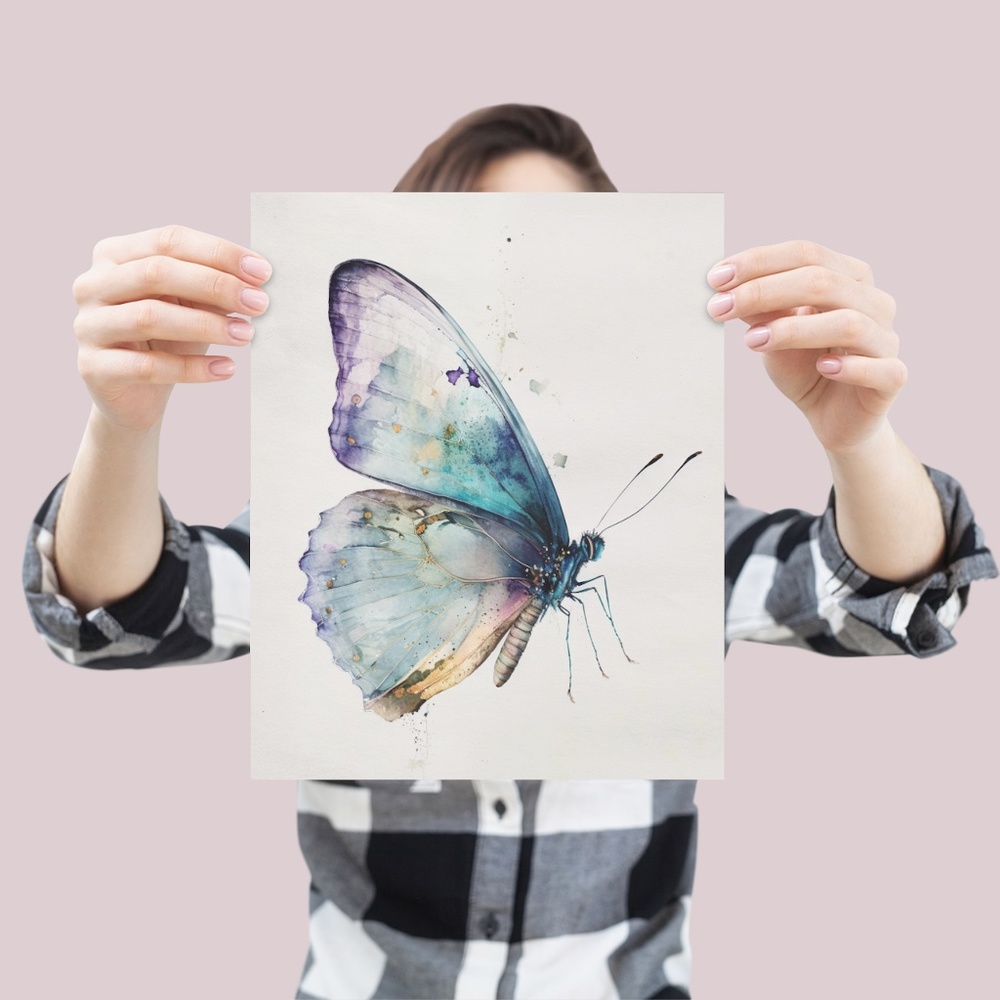 Watercolor Butterfly Wall Art Illustration Print Poster Unframed - Picture 4 of 6